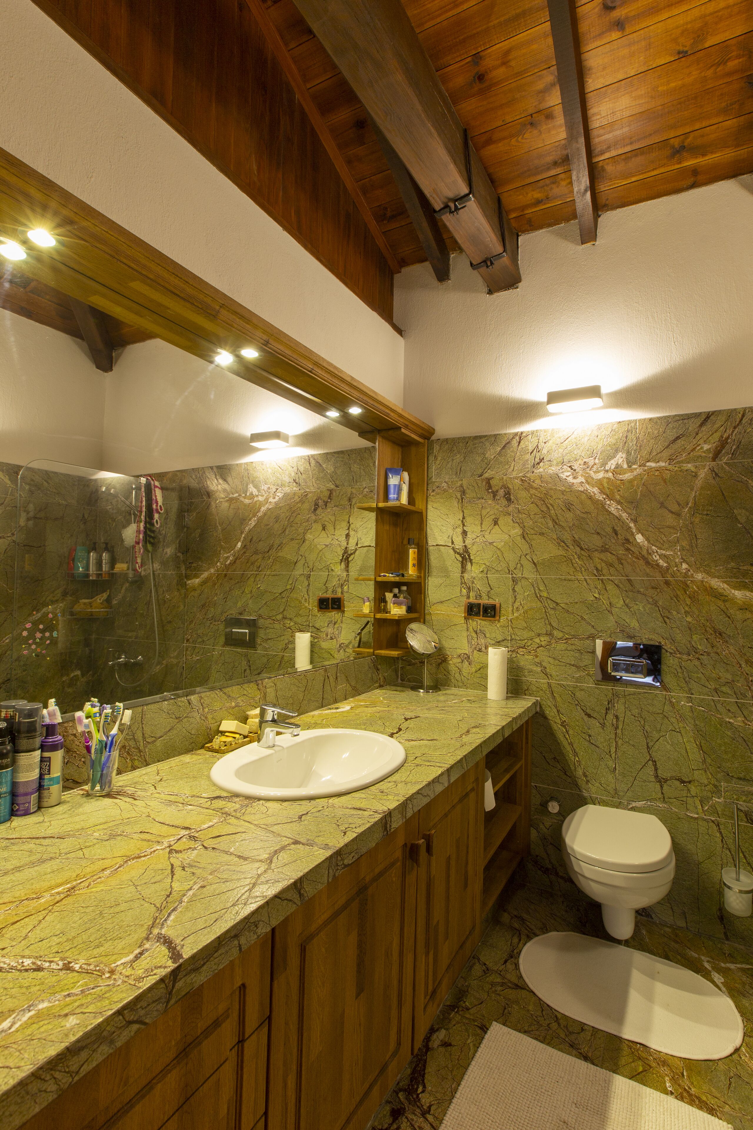 royal chalet | bathroom | shower, free toiletries, hair dryer, bathrobes