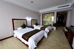 Minibar, desk, blackout curtains, iron/ironing board