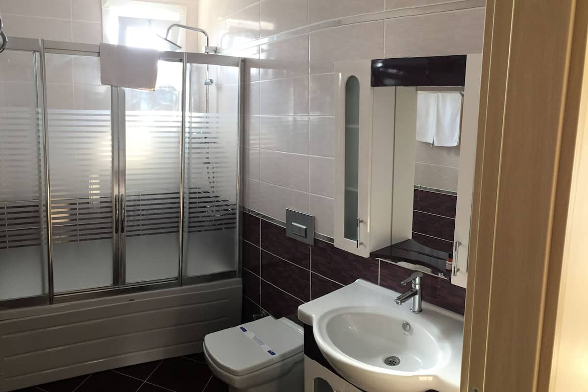 free toiletries, hair dryer, slippers, towels