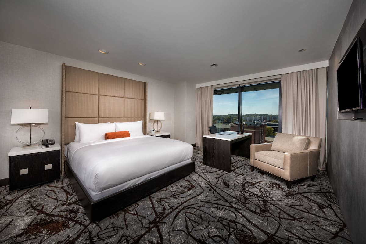 In-room safe, desk, laptop workspace, blackout curtains
