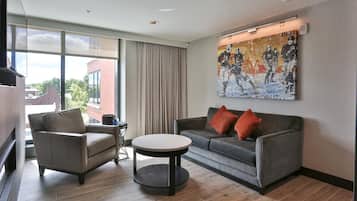 40-inch flat-screen TV with satellite channels, TV