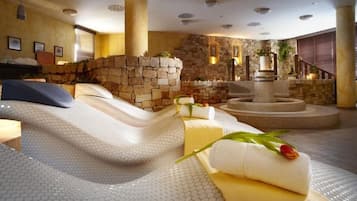 Steam room, body treatments, aromatherapy, hot stone massages