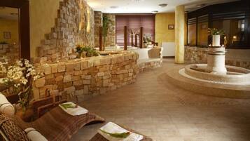 Steam room, body treatments, aromatherapy, hot stone massages
