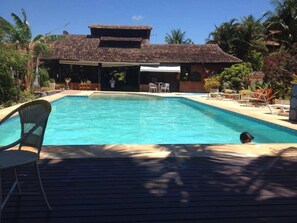Outdoor pool, pool umbrellas