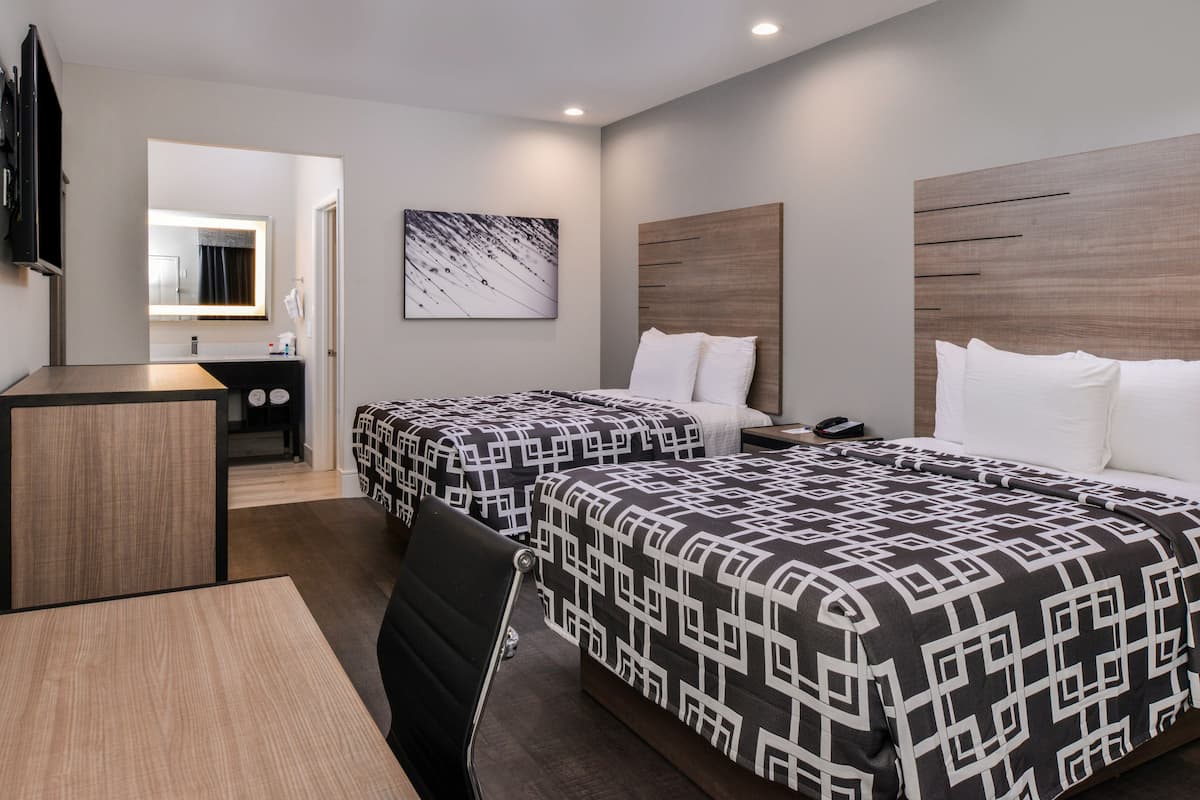 Standard Room, 2 Queen Beds | Desk, blackout drapes, iron/ironing board, free WiFi