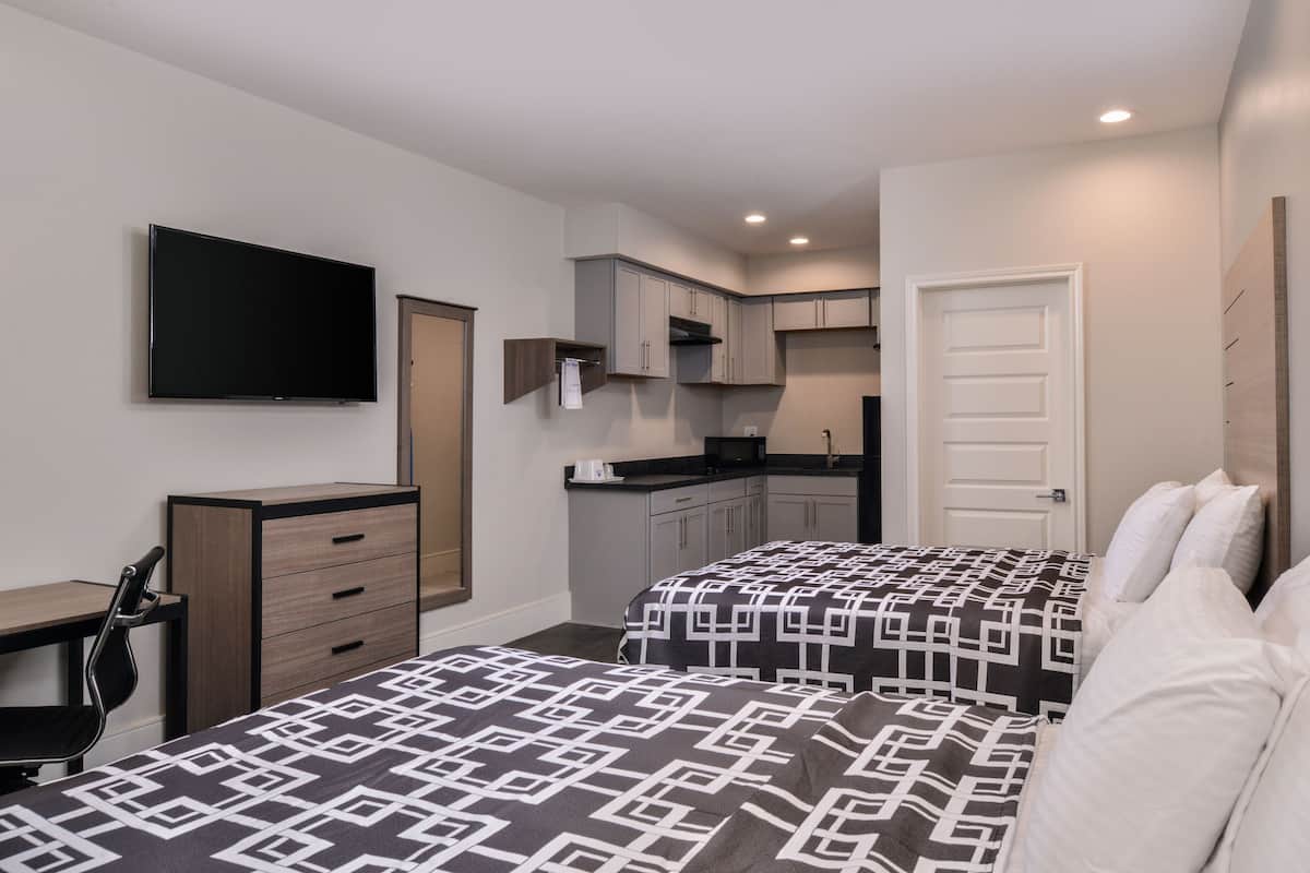 Desk, blackout drapes, iron/ironing board, free WiFi
