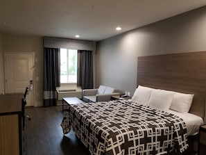 Desk, blackout curtains, iron/ironing board, free WiFi
