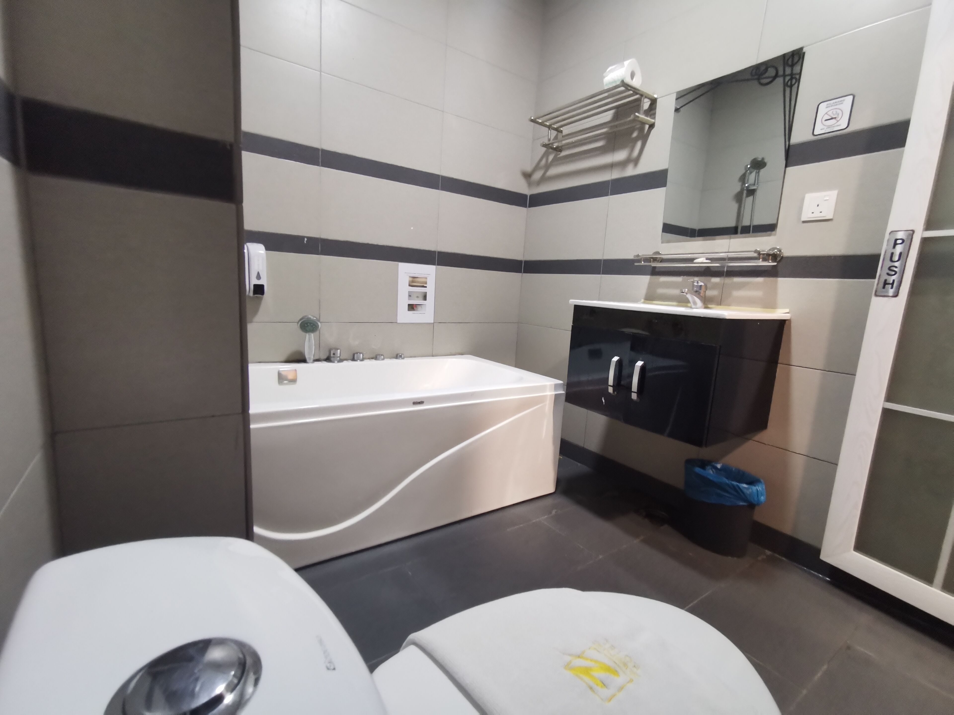 deluxe double room, 1 king bed | bathroom | shower, rainfall showerhead, free toiletries, hair dryer