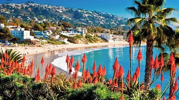 Beach nearby, sun loungers, beach towels