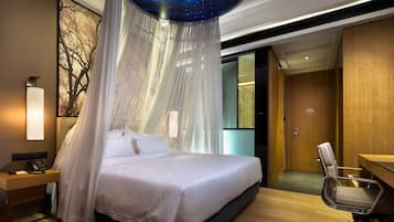 Healthy Theme King Room | Desk, blackout drapes, iron/ironing board (on request), WiFi (free)