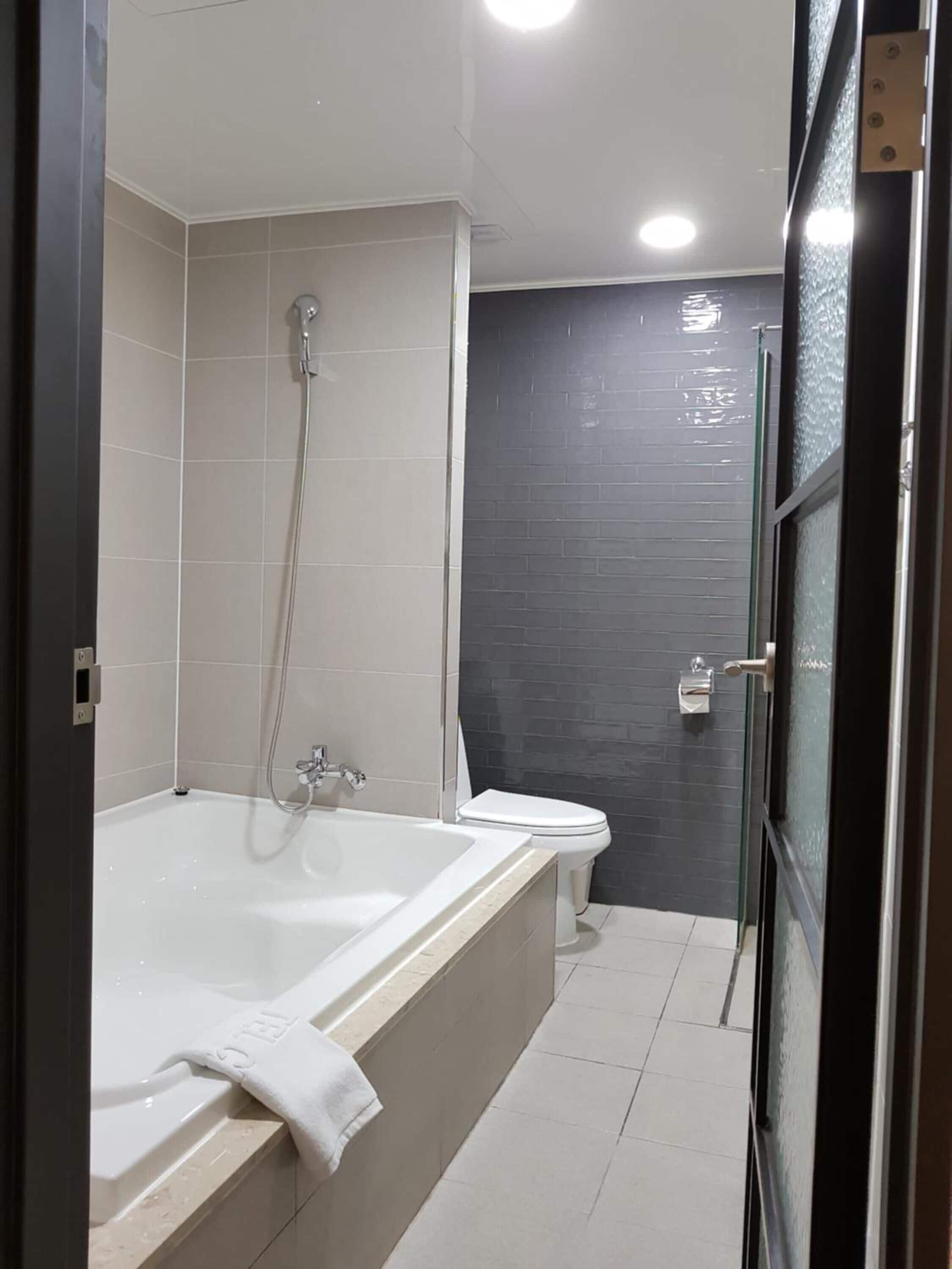 free toiletries, hair dryer, bathrobes, slippers