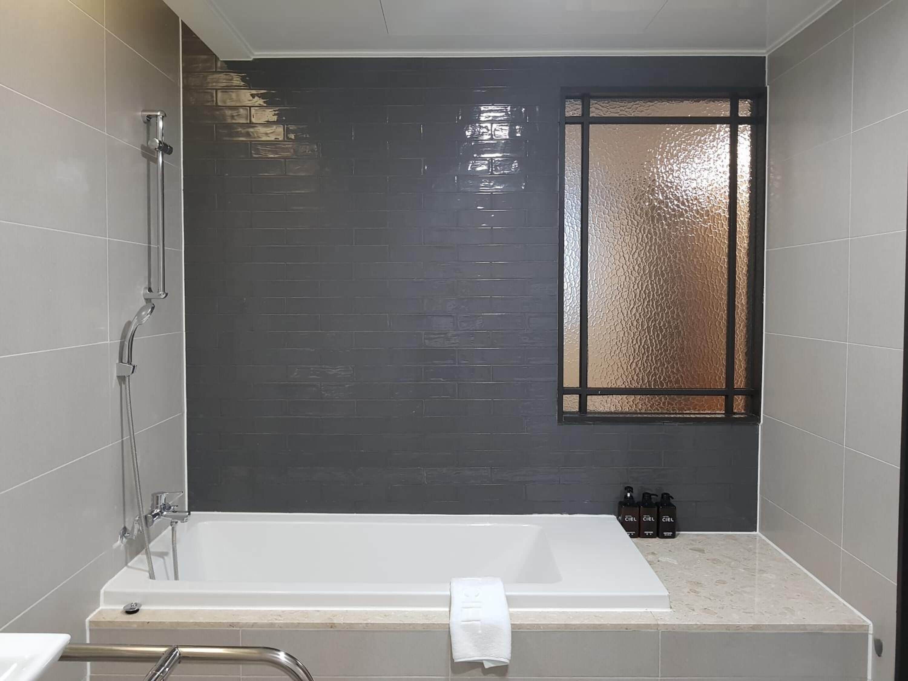 free toiletries, hair dryer, bathrobes, slippers