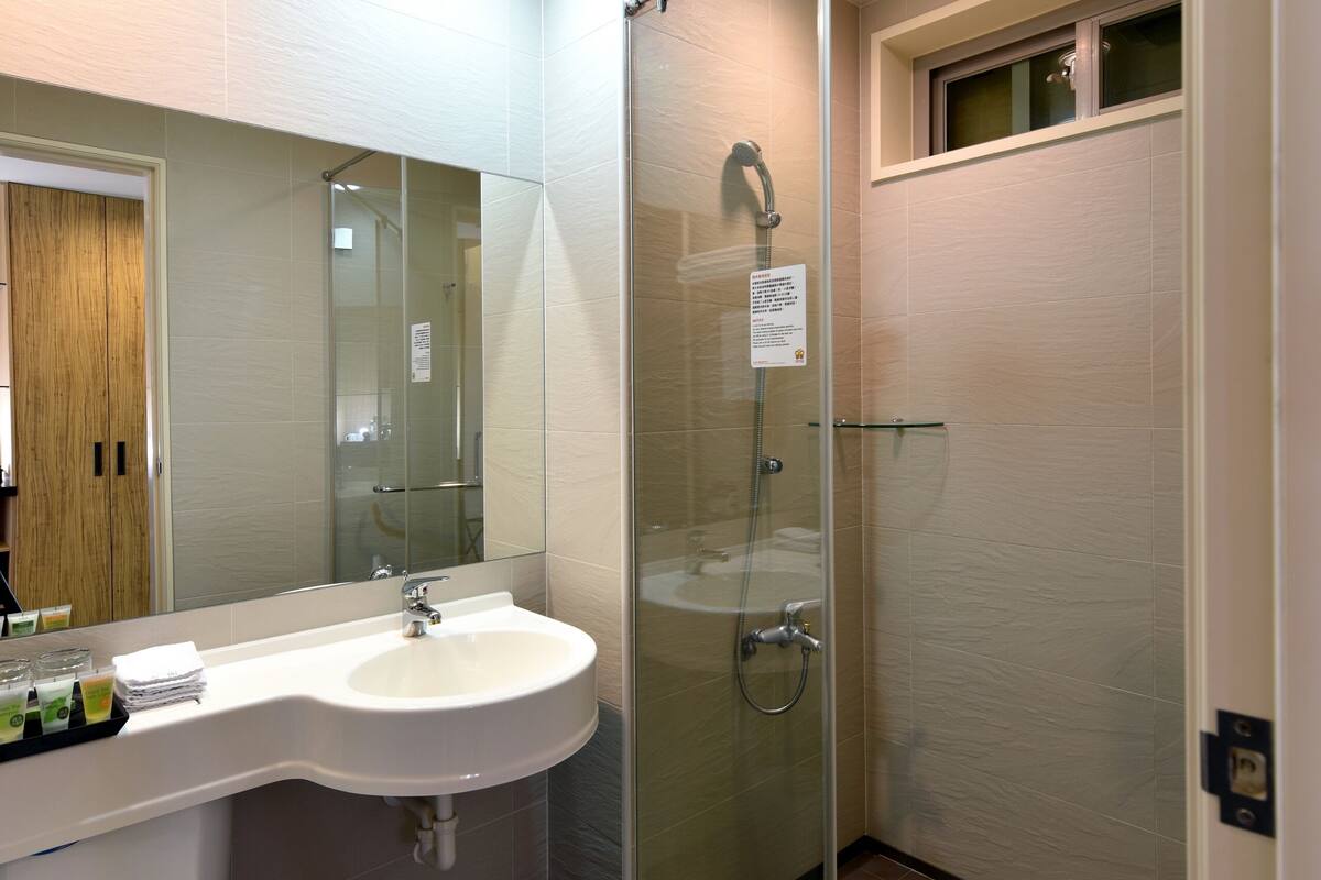 free toiletries, hair dryer, slippers, towels