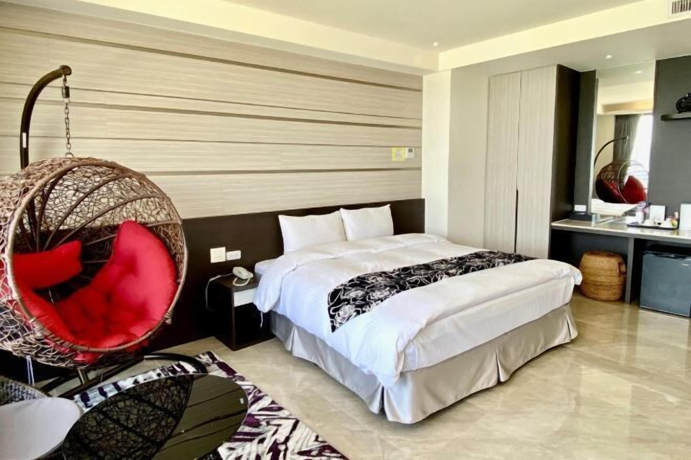 Desk, blackout curtains, soundproofing, cots/infant beds