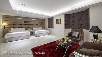 Blackout drapes, rollaway beds, free WiFi