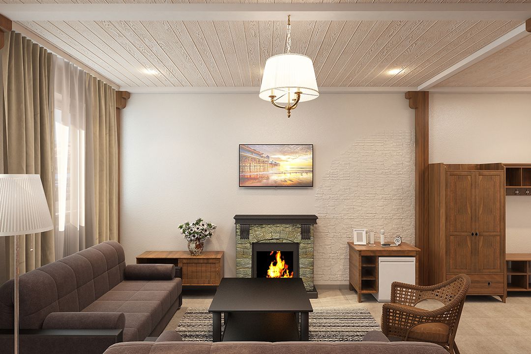 Suíte superluxo, 1 quarto, sauna seca | Área de estar | TV LED