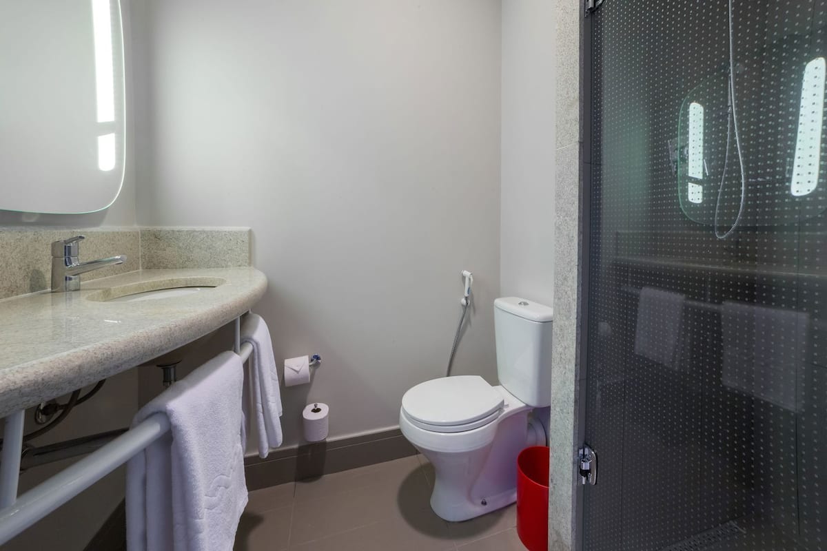 Bathroom | Shower, eco-friendly toiletries, hair dryer, towels