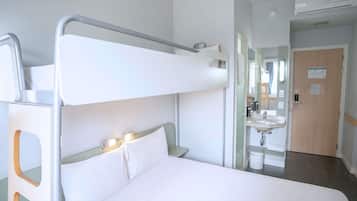 Desk, blackout curtains, soundproofing, free cots/infant beds