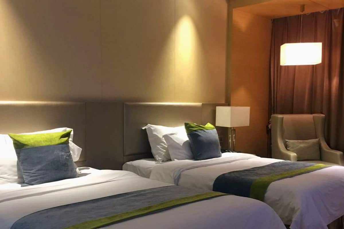 Habitación Deluxe con 2 camas individuales | Minibar, caja fuerte, escritorio y cortinas opacas