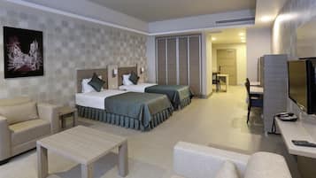 Ropa de cama de alta calidad y minibar