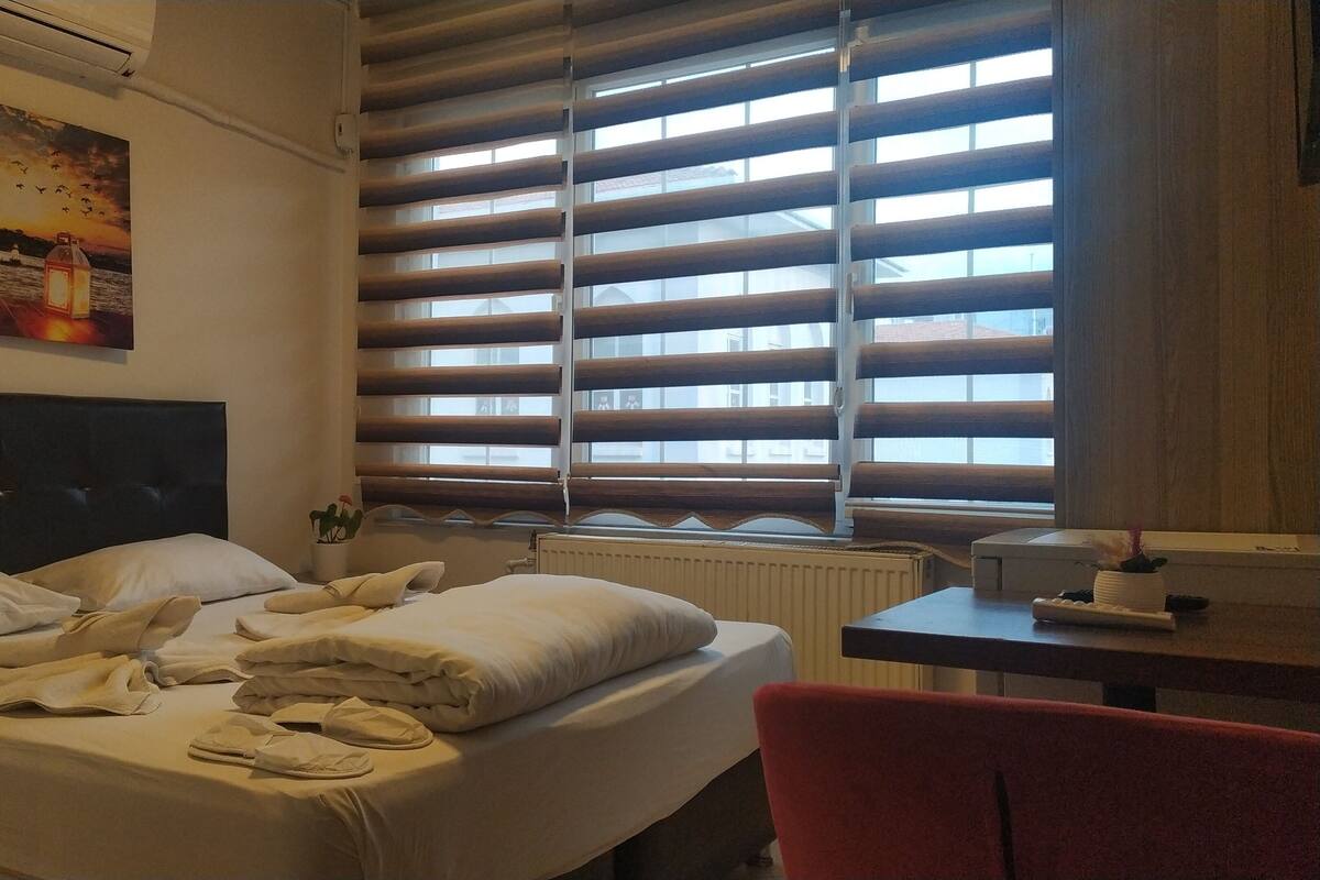 Habitación doble de lujo, 1 cama matrimonial, baño privado | Escritorio, espacio para trabajar con laptop y insonorización 
