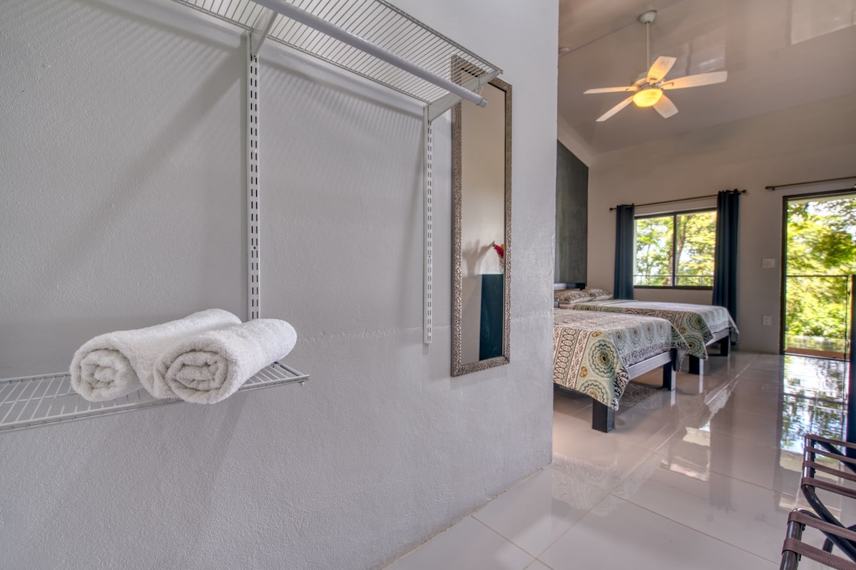 7 grey room double room with two double beds | living area | 40-inch flat-screen tv with digital channels, tv