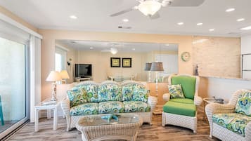 Smart TV, DVD player, books, video library