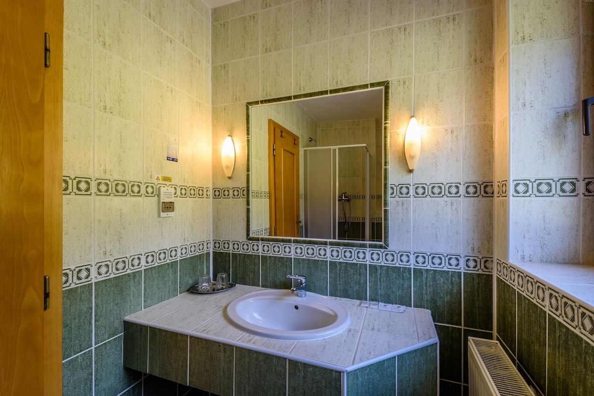 standard double room | bathroom | free toiletries, towels