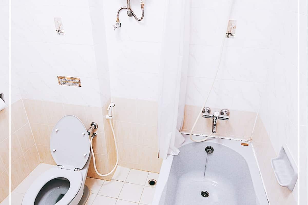 deluxe double room | bathroom | free toiletries, bidet, towels