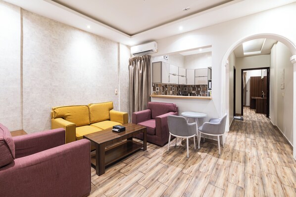 Apartment, 1 Bedroom, Kitchen | Living area | LCD TV - Taleen Durrat Al Nakhil (Riyadh)