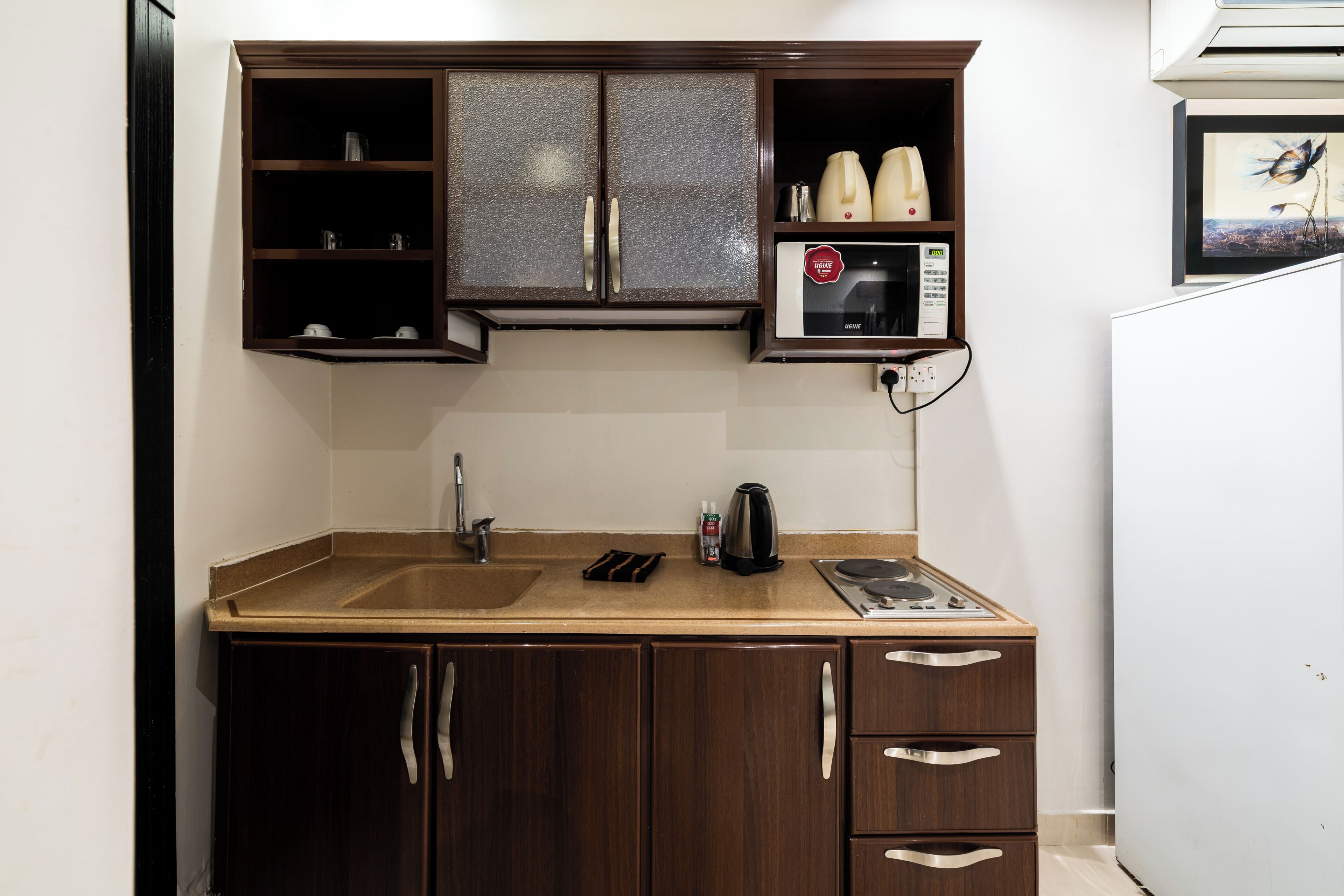 Apartment, 1 Schlafzimmer, Küche | Eigene Küche | Kühlschrank, Wasserkocher, Reinigungsartikel
