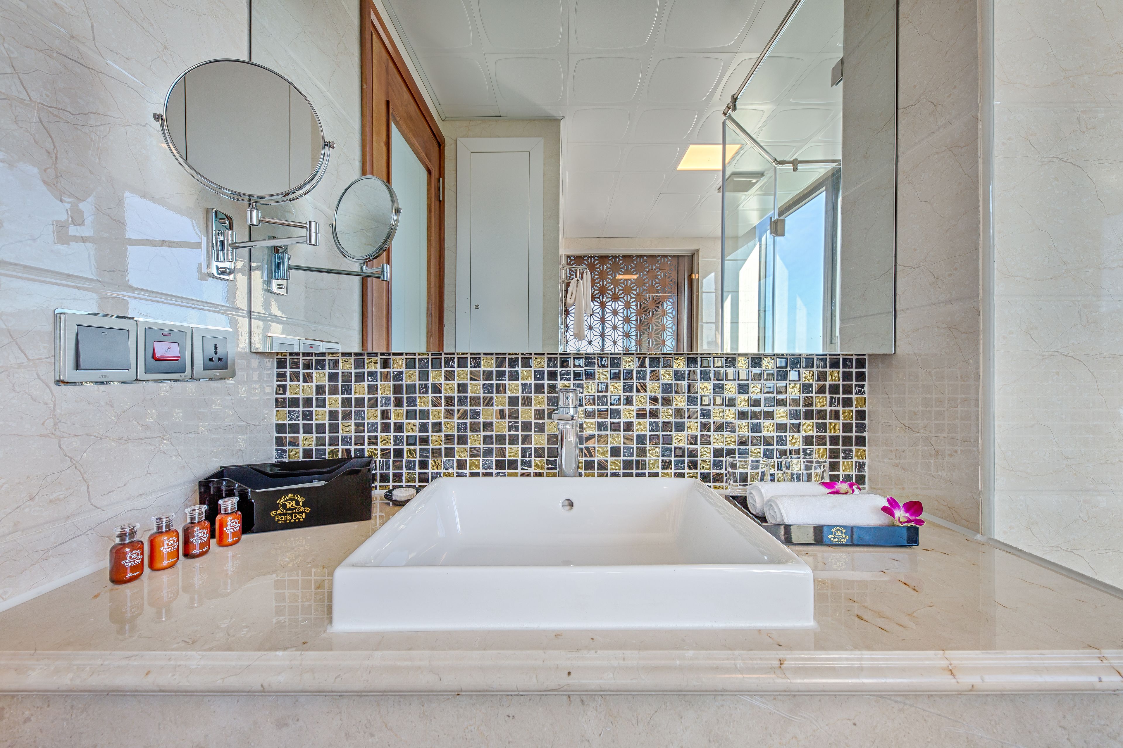 free toiletries, hair dryer, bathrobes, slippers