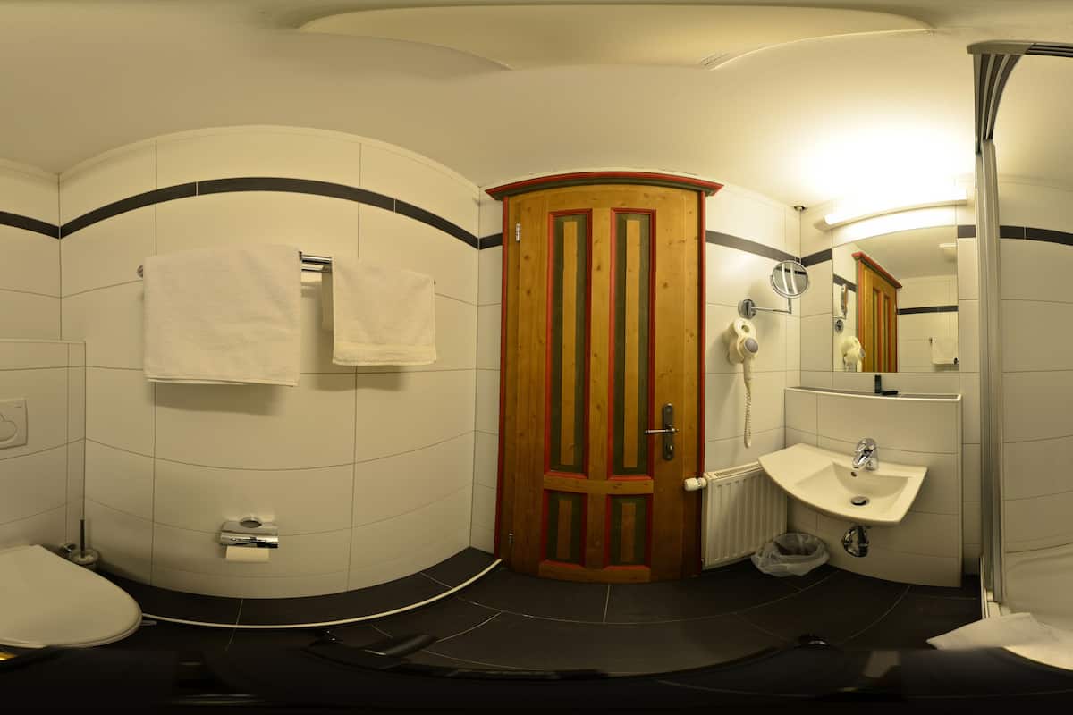 standard double room | bathroom | shower, free toiletries, hair dryer