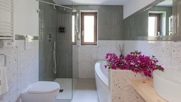 Estudio Deluxe | Baño | Secadora de cabello, bidet, toallas, jabón
