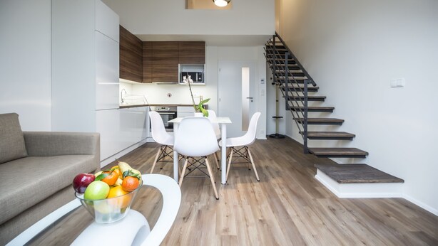 Deluxe Duplex, 2 Bedrooms, 2 Bathrooms, City View | Private kitchen - Prague City Stay Jagellonská (Prague)