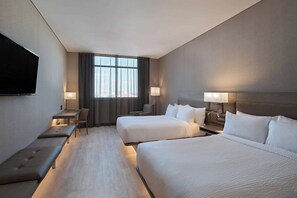 Room, 2 Double Beds | In-room safe, desk, blackout drapes, soundproofing