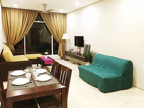 Basic Room, 2 Bedrooms (Twin Tower View) | Living area | 32-inch LCD TV with cable channels, TV - Eastern Suites at Times Square KL (Kuala Lumpur)