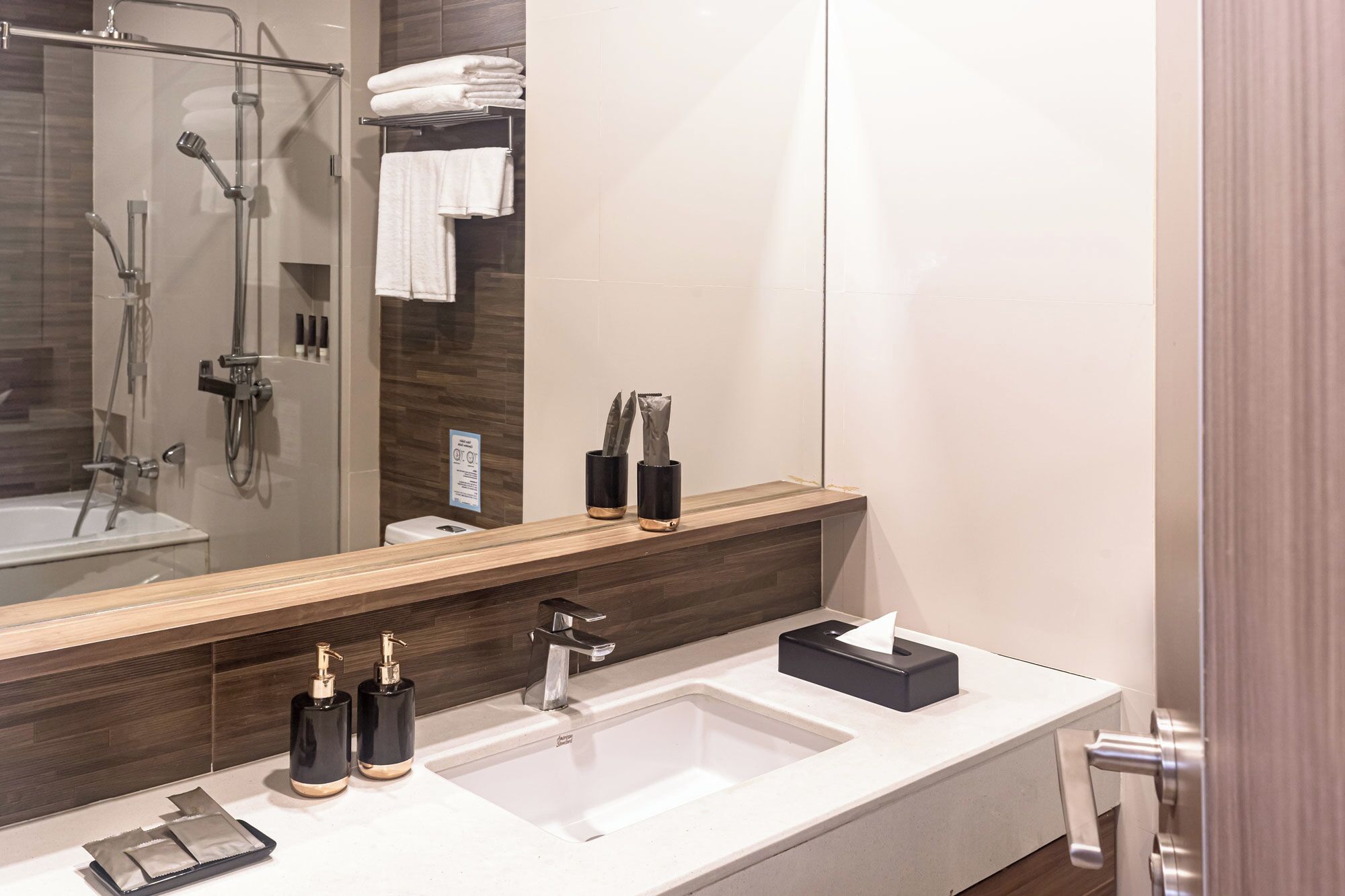 studio, 1 king bed | bathroom | separate bathtub and shower, eco-friendly toiletries, hair dryer