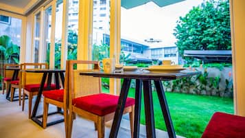 Breakfast served, local and international cuisine