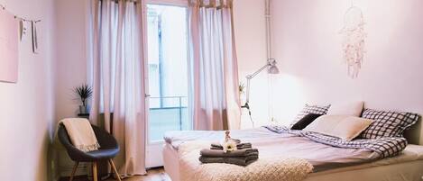 Apartamento Confort, 2 habitaciones, cocina, vistas a la ciudad | 2 dormitorios, cortinas opacas, tabla de planchar con plancha