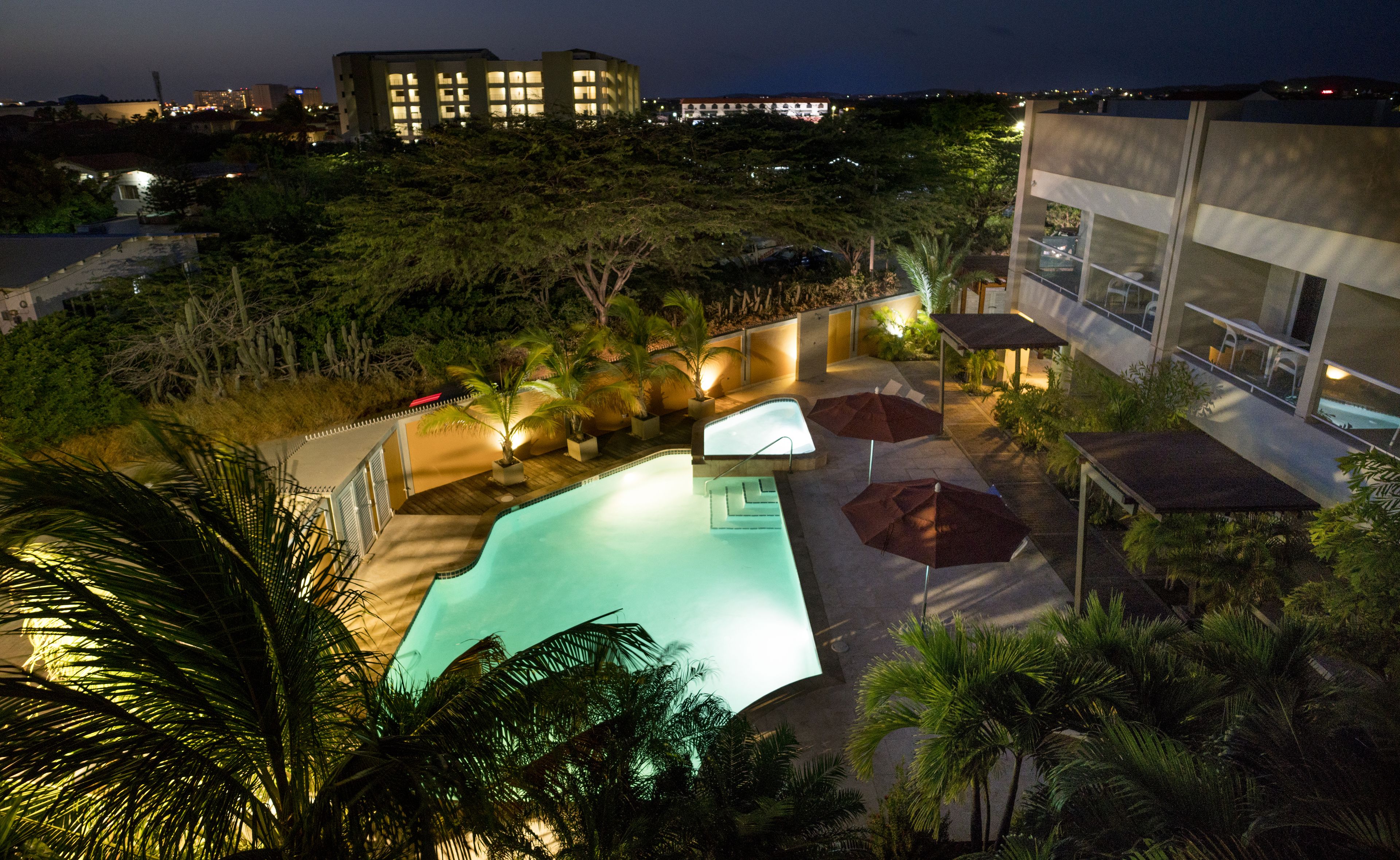 2 outdoor pools, pool umbrellas, pool loungers