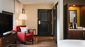 In-room safe, desk, laptop workspace, blackout curtains