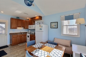 Studio | Private kitchen | Full-sized fridge, microwave, stovetop, coffee/tea maker - 29 Cabana Anna Studio Bedroom Condo by RedAwning (Hatteras)