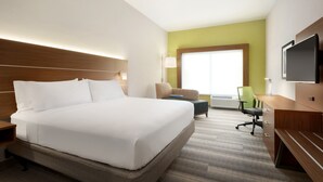 A hotel room with a large bed, a desk, a chair, and a TV. - Holiday Inn Express & Suites-Cincinnati South - Wilder by IHG (Newport)