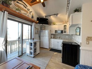 Studio | Private kitchen | Full-sized fridge, microwave, stovetop, coffee/tea maker - 13 Dry Dock Studio Bedroom Condo by RedAwning (Hatteras)