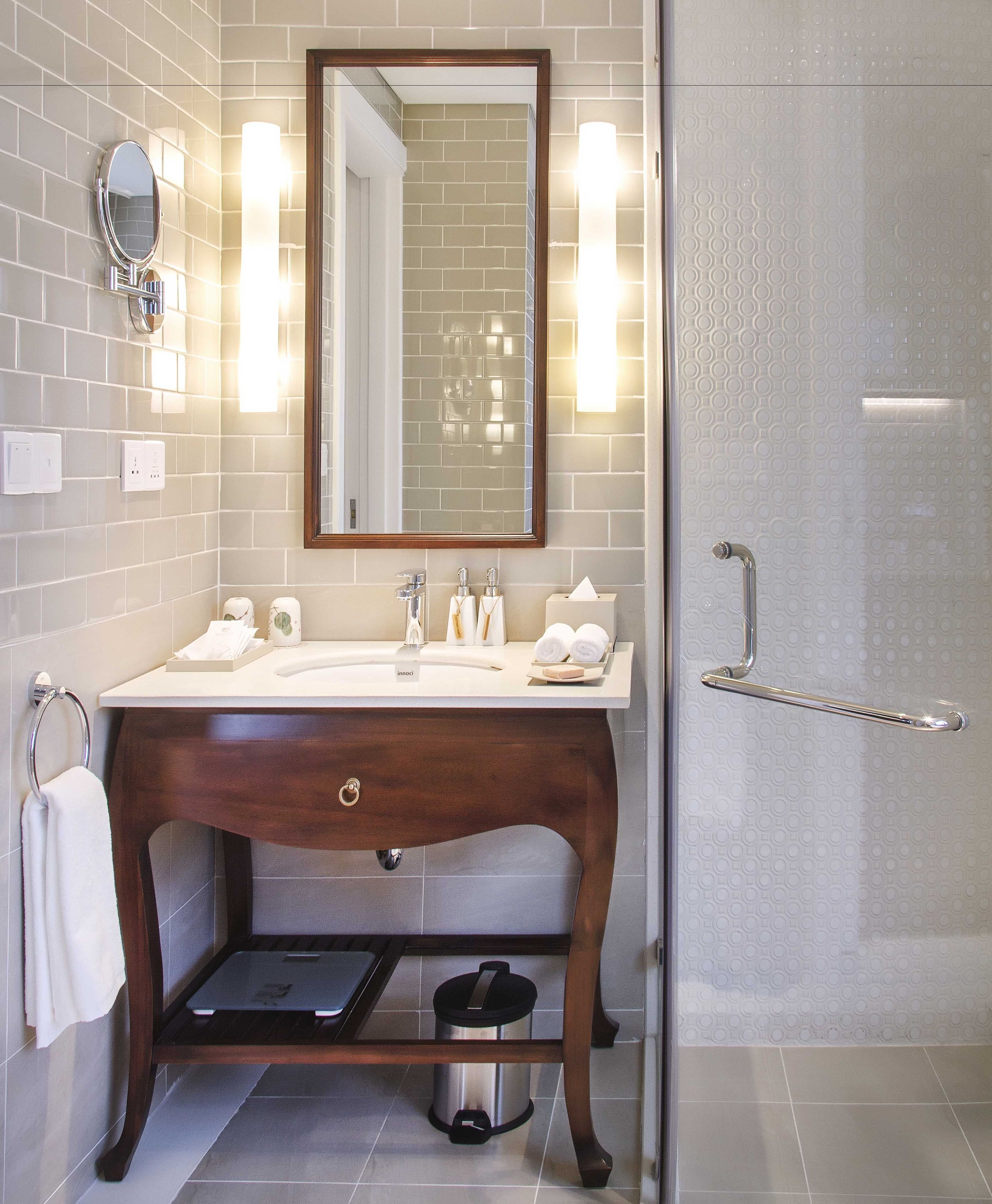 shower, rainfall showerhead, designer toiletries, hair dryer