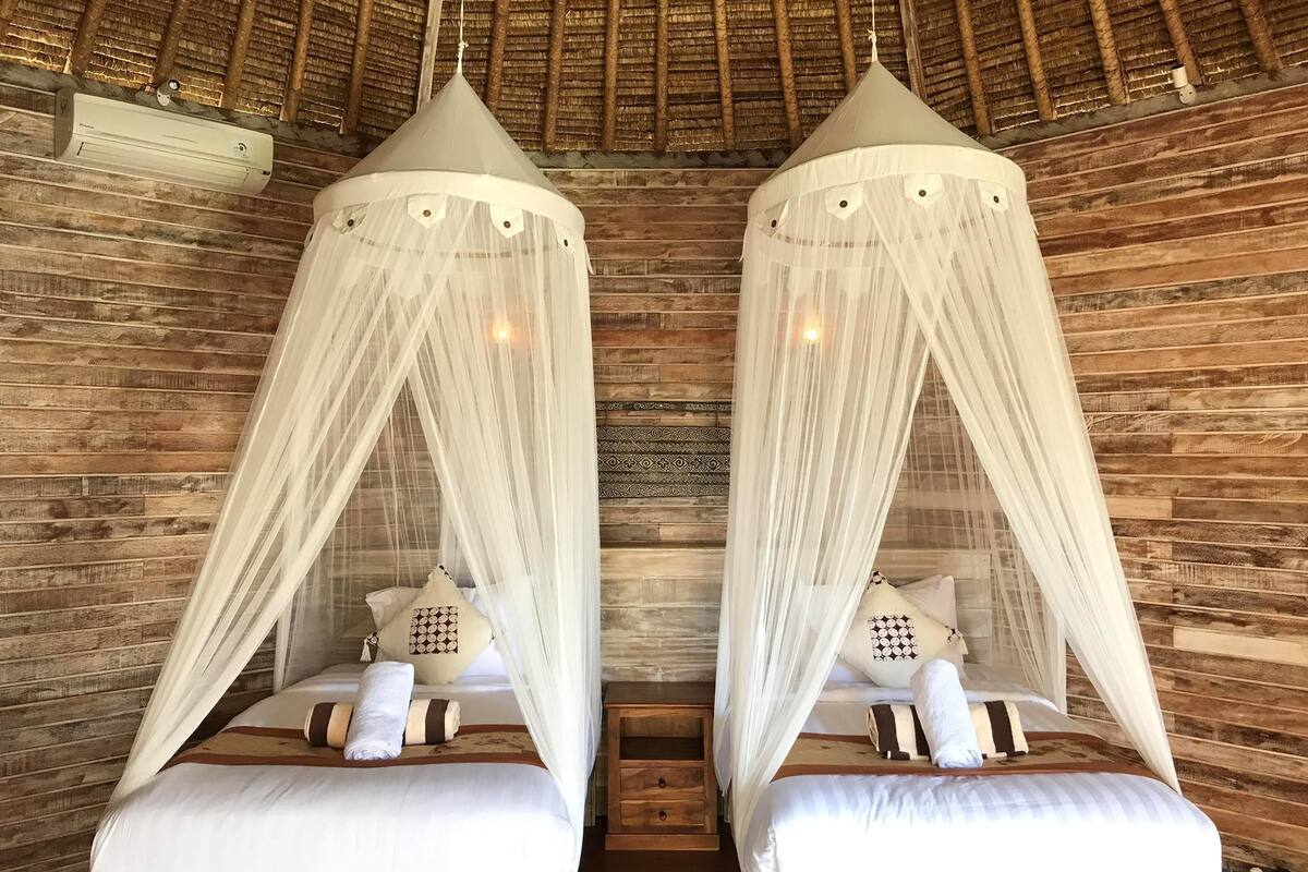 family bungalow, 2 bedrooms, connecting rooms, pool view | 1 bedroom, in-room safe, desk, blackout curtains