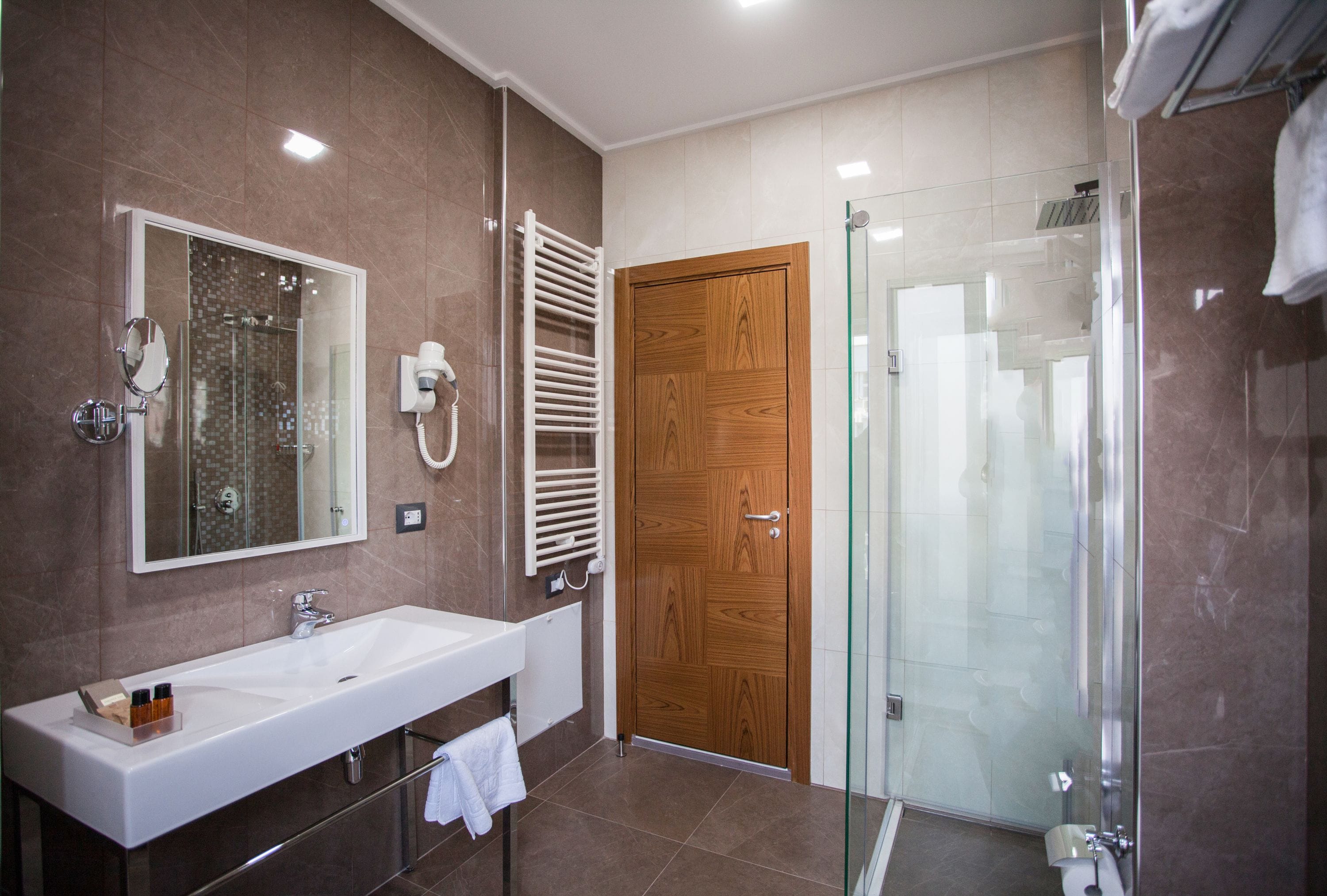 shower, free toiletries, hair dryer, bathrobes