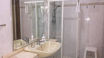 Free toiletries, hair dryer, bidet, towels