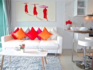 Appartement, 1 chambre | Aire de séjour | Téléviseur à écran plat, lecteur de DVD